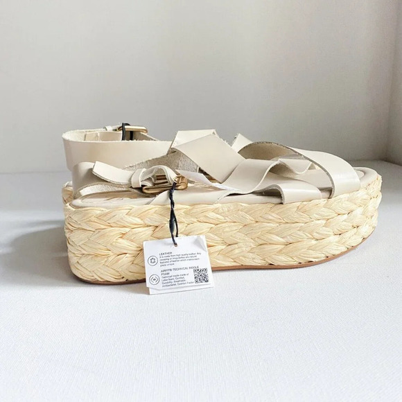 NWT Zara Ivory Leather Strappy Flatform Platform Espadrille Sandals 40 - Picture 2 of 5